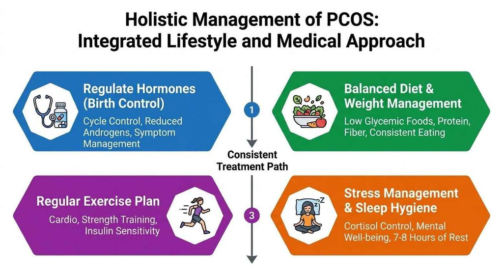Lifestyle chart and birth control for polycystic ovarian syndrome treatment plan