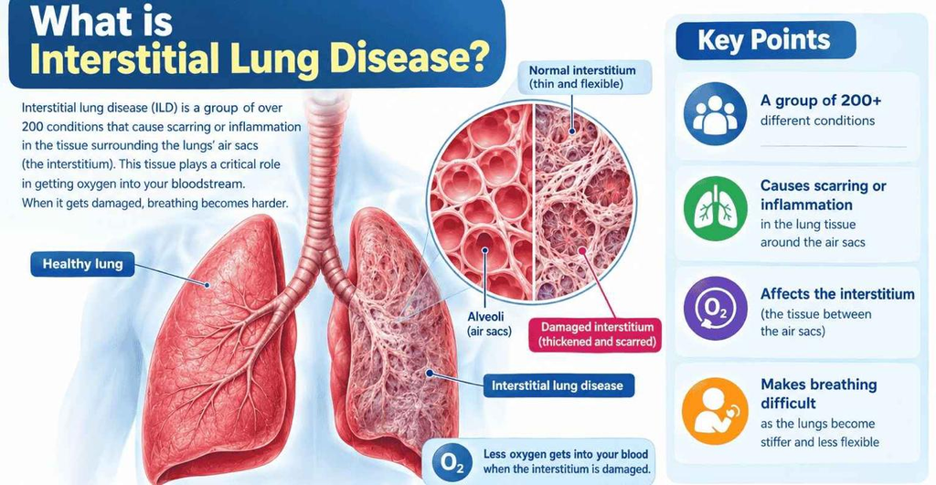 ILD  lungs scarring diagram