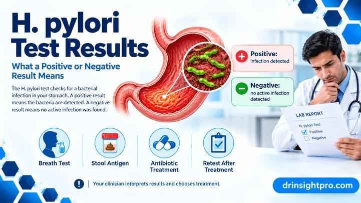 H. pylori diagnostic testing methods including urea breath test and endoscopy biopsy